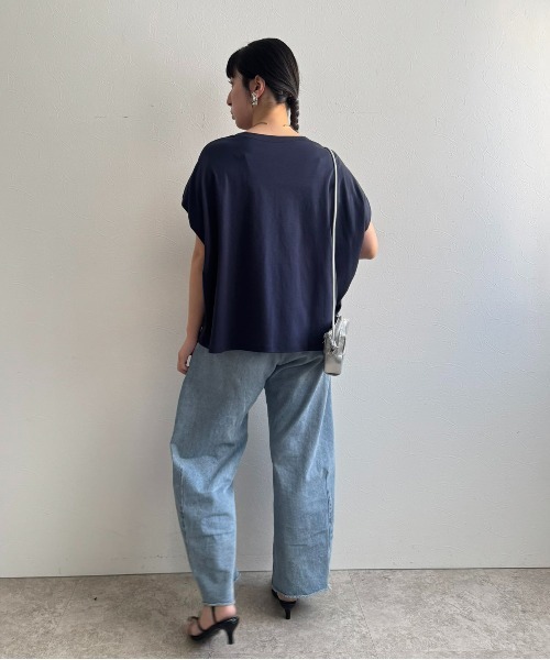 LHELBIE(レルビエ)の「パール+ロゴボックスTシャツ(Tシャツ/カットソー・レディース・ネイビー/オフホワイト/チャコールグレー・M)」の18枚目の写真