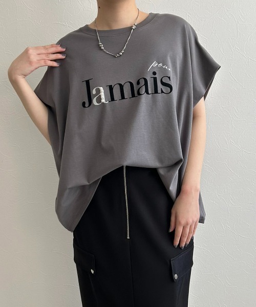LHELBIE(レルビエ)の「パール+ロゴボックスTシャツ(Tシャツ/カットソー・レディース・ネイビー/オフホワイト/チャコールグレー・M)」の9枚目の写真
