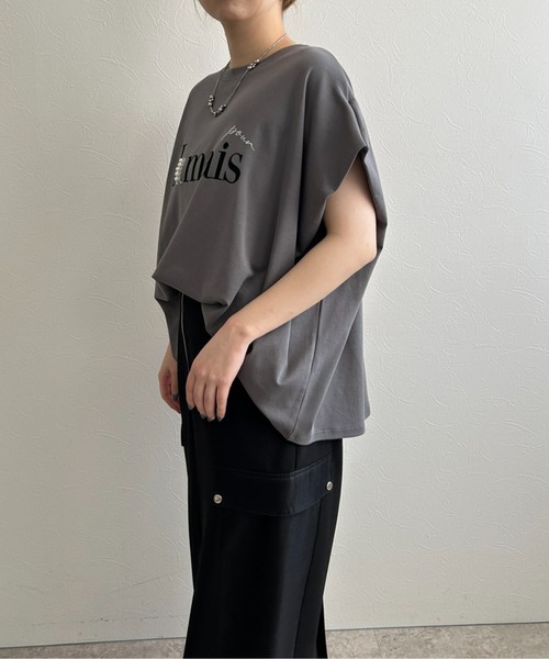 LHELBIE(レルビエ)の「パール+ロゴボックスTシャツ(Tシャツ/カットソー・レディース・ネイビー/オフホワイト/チャコールグレー・M)」の11枚目の写真