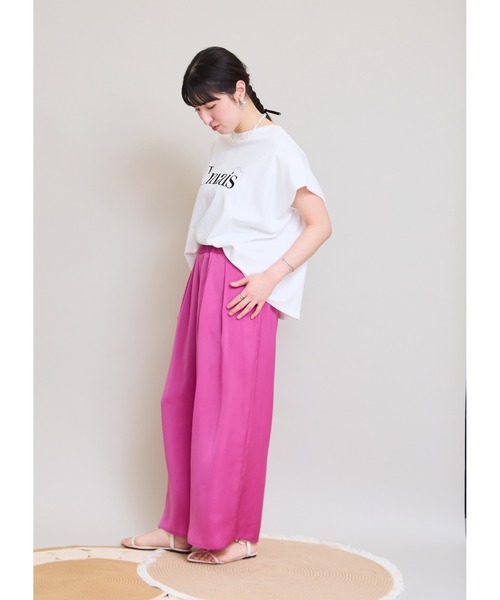 LHELBIE(レルビエ)の「パール+ロゴボックスTシャツ(Tシャツ/カットソー・レディース・ネイビー/オフホワイト/チャコールグレー・M)」の15枚目の写真