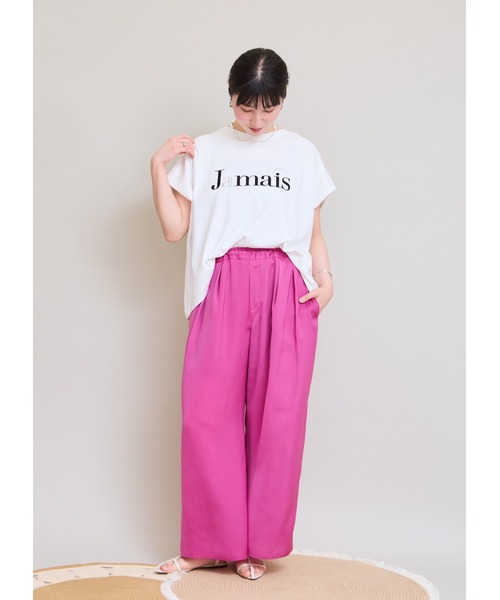 LHELBIE(レルビエ)の「パール+ロゴボックスTシャツ(Tシャツ/カットソー・レディース・ネイビー/オフホワイト/チャコールグレー・M)」の12枚目の写真
