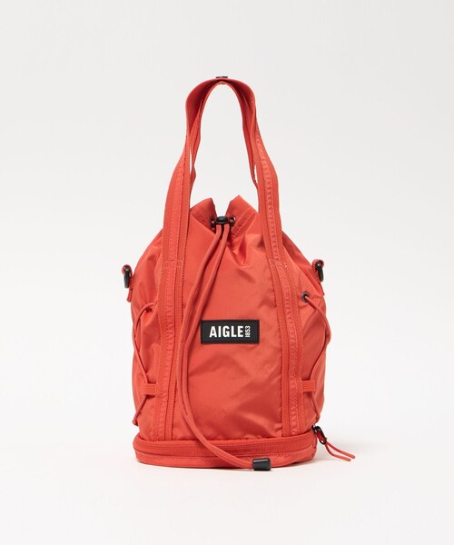 AIGLE(エーグル)の「<AIGLE>コンパクト 2WAY ドロストバッグ(ショルダーバッグ・レディース・ナチュラル/オレンジ・FREE)」の5枚目の写真