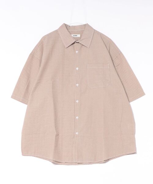 a.p.o.v.(エーピーオービー)の「a.p.o.v. オーバーサイズシアサッカーマルチストライプ半袖シャツ(シャツ/ブラウス・メンズ・アイボリー/ブラック/ブルー/ベージュ・ONESIZE)」の11枚目の写真