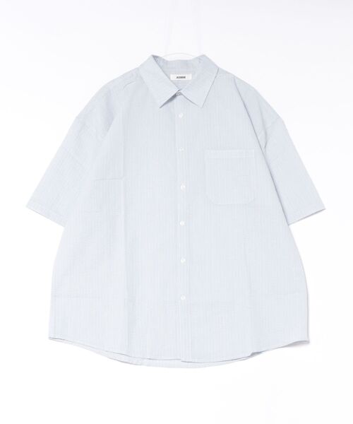 a.p.o.v.(エーピーオービー)の「a.p.o.v. オーバーサイズシアサッカーマルチストライプ半袖シャツ(シャツ/ブラウス・メンズ・アイボリー/ブラック/ブルー/ベージュ・ONESIZE)」の13枚目の写真
