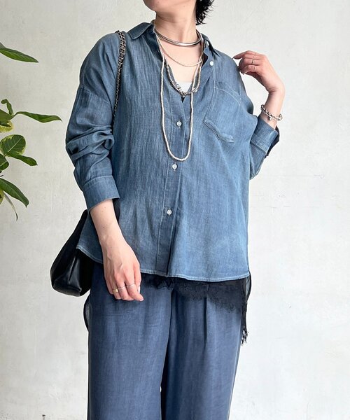 un dix cors(アンディコール)の「シアーDENIMシャツ(シャツ/ブラウス・レディース・サックスブルー/ブルー・FREE)」の20枚目の写真