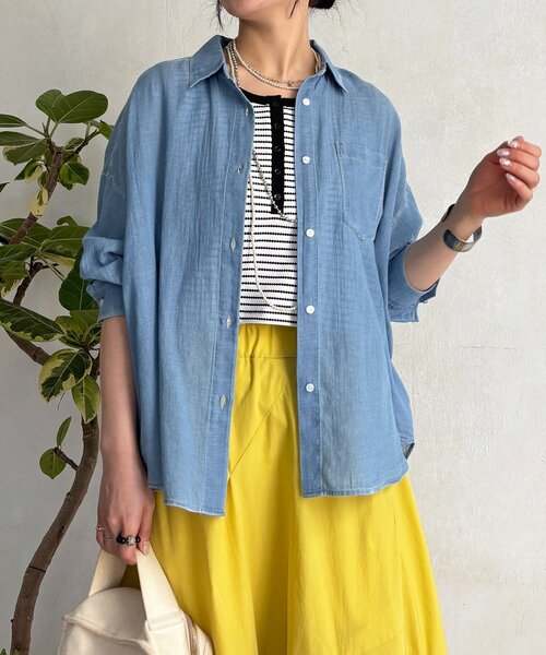 un dix cors(アンディコール)の「シアーDENIMシャツ(シャツ/ブラウス・レディース・サックスブルー/ブルー・FREE)」の10枚目の写真