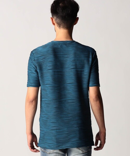 NICOLE CLUB FOR MEN(ニコルクラブフォーメン)の「ウェーブタックジャカードVネック半袖プルオーバー(Tシャツ/カットソー・メンズ・ネイビー/ホワイト/ブルー/グレー/ブラック・L/XL/M)」の14枚目の写真