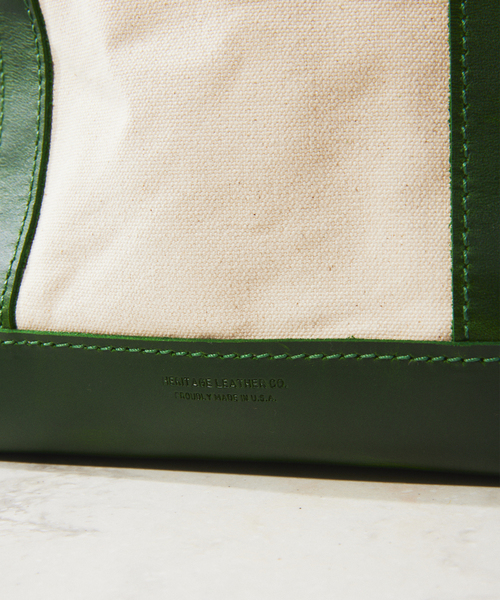 HERITAGE LEATHER（ヘリテージレザー）の「HERITAGE LEATHER / ヘリテージレザー 別注 キャンバス レザー トート S（トートバッグ・メンズ・グリーン・FREE）」の3枚目の写真