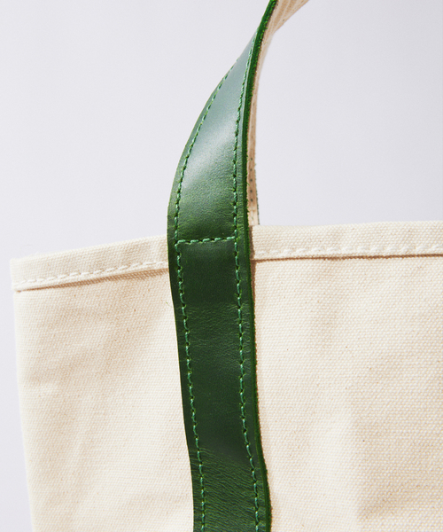 HERITAGE LEATHER（ヘリテージレザー）の「HERITAGE LEATHER / ヘリテージレザー 別注 キャンバス レザー トート S（トートバッグ・メンズ・グリーン・FREE）」の4枚目の写真