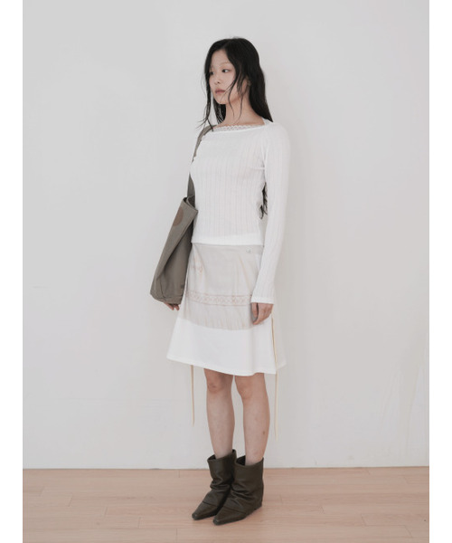 Scanned Apron Jersey Skirt / White