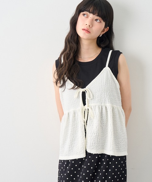 NOGLE(ノグル)の「【NOGLE/ノグル】フロントリボン キャミソール ビスチェ(キャミソール・レディース・ブラック/アイボリー・FREE)」の10枚目の写真
