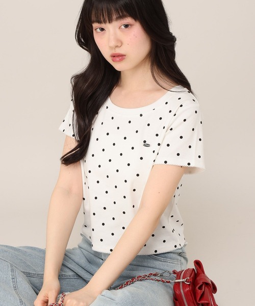 Heather(ヘザー)の「モチーフコンパクトTEE 672596(Tシャツ/カットソー・レディース・ネイビー/グレー/オフホワイト/ピンク/ホワイト系その他/ドット・FREE)」の1枚目の写真