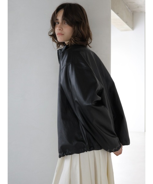 NOWNS(ナウンス)の「Alsu | Foodie leather jacket(ノーカラージャケット・レディース・ブラック・FREE)」の8枚目の写真
