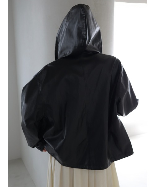 NOWNS(ナウンス)の「Alsu | Foodie leather jacket(ノーカラージャケット・レディース・ブラック・FREE)」の6枚目の写真