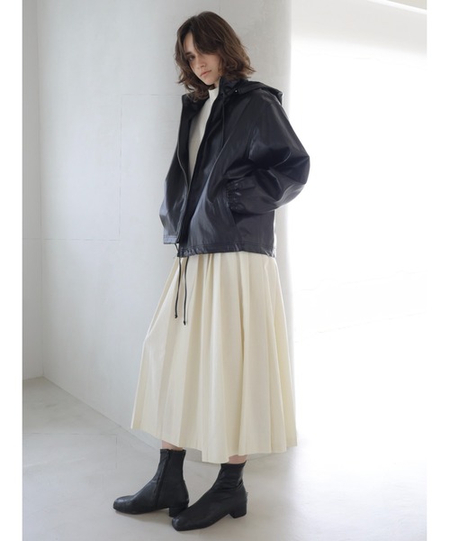 NOWNS(ナウンス)の「Alsu | Foodie leather jacket(ノーカラージャケット・レディース・ブラック・FREE)」の10枚目の写真