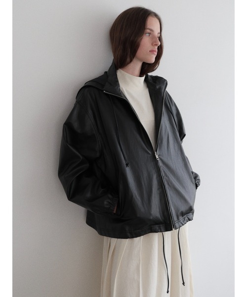 NOWNS(ナウンス)の「Alsu | Foodie leather jacket(ノーカラージャケット・レディース・ブラック・FREE)」の14枚目の写真