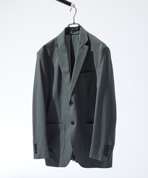 ABAHOUSE（アバハウス）の「【セットアップ対応】SOLOTEX シアサッカー ジャケット / ストレッチ 通気性 手洗い可（セットアップ・メンズ・ブラック/グレイッシュベージュ/チャコールグレー・50/48/46/44）」の14枚目の写真