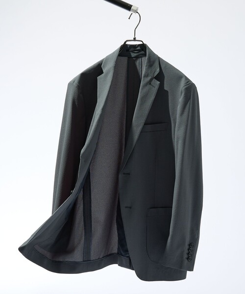 ABAHOUSE（アバハウス）の「【セットアップ対応】SOLOTEX シアサッカー ジャケット / ストレッチ 通気性 手洗い可（セットアップ・メンズ・ブラック/グレイッシュベージュ/チャコールグレー・50/48/46/44）」の15枚目の写真