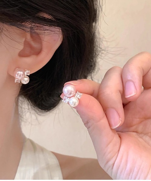 shoppinggo(ショッピングゴー)の「ピアス ピンクパール スタッドピアス おしゃれ シンプル キラキラパーティー プレゼント オフィス レディースアクセサリー(ピアス(両耳用)・レディース・ピンク・FREE)」の1枚目の写真