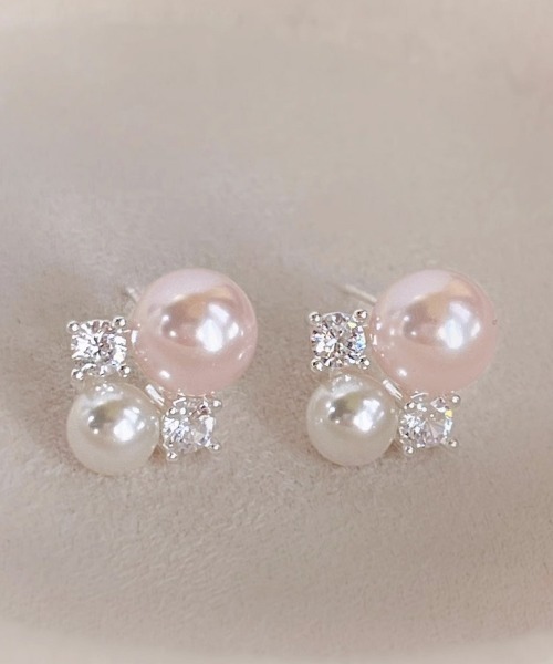 shoppinggo(ショッピングゴー)の「ピアス ピンクパール スタッドピアス おしゃれ シンプル キラキラパーティー プレゼント オフィス レディースアクセサリー(ピアス(両耳用)・レディース・ピンク・FREE)」の2枚目の写真
