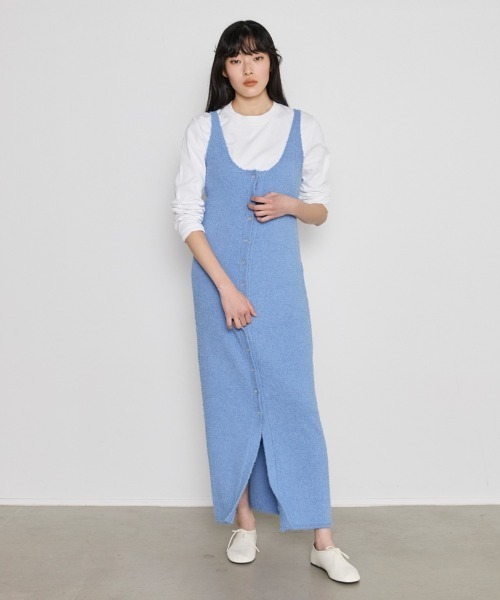 COMMON+HAUS(コモンハウス)の「テクスチャ―マキシニットワンピース(ワンピース・レディース・ブラック/ブルー/キナリ・FREE)」の5枚目の写真