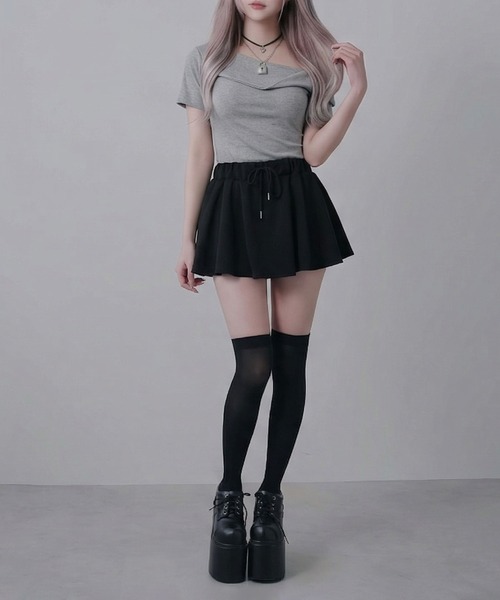 Diable baiser(ディアブルベーゼ)の「オフショルカットソー半袖トップス(Tシャツ/カットソー・レディース・ホワイト/ブラック/グレー・FREE)」の5枚目の写真