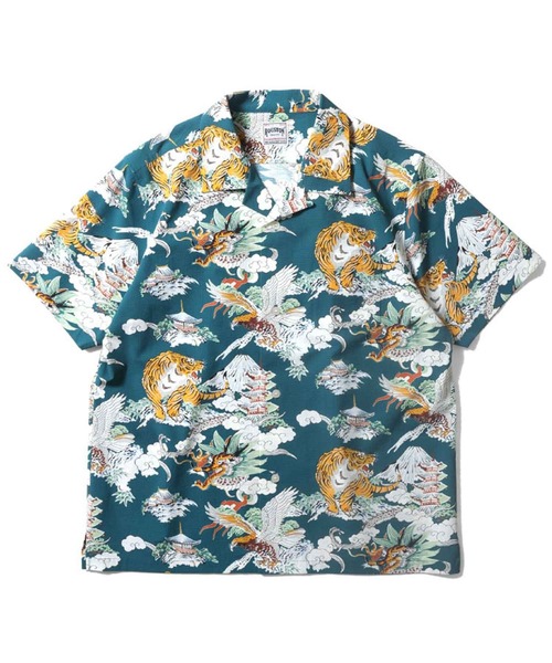 90s HOUSTON レーヨンシャツ オープンカラーシャツ M 龍 虎 セール】HOUSTON オープンカラーシャツ(龍・虎・鷲)（シャツ/ブラウス