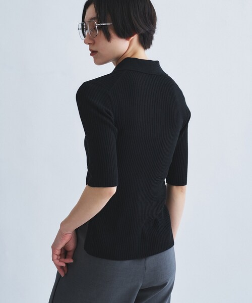 CODE A(コードエー)の「rib zip cardigan(カーディガン/ボレロ・レディース・パープル/アイボリー/ブラック・00)」の5枚目の写真