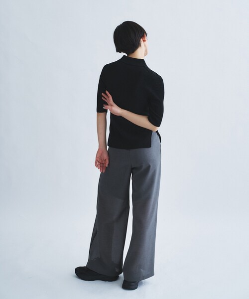 CODE A(コードエー)の「rib zip cardigan(カーディガン/ボレロ・レディース・パープル/アイボリー/ブラック・00)」の8枚目の写真