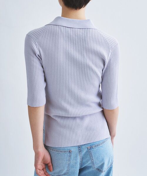 CODE A（コードエー）の「rib zip cardigan（カーディガン/ボレロ・レディース・パープル/アイボリー/ブラック・00）」の20枚目の写真