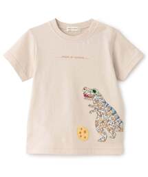 接触冷感リバティ恐竜アップリケ半袖Ｔシャツ