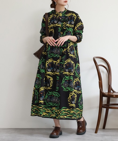 KILKI（キルキー）の「kilki 総柄フリル付きシャツワンピース 長袖（シャツワンピース・レディース・ブラック系その他/ホワイト系その他・FREE）」の4枚目の写真