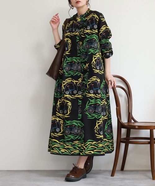 KILKI（キルキー）の「kilki 総柄フリル付きシャツワンピース 長袖（シャツワンピース・レディース・ブラック系その他/ホワイト系その他・FREE）」の5枚目の写真