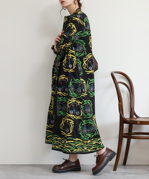 KILKI（キルキー）の「kilki 総柄フリル付きシャツワンピース 長袖（シャツワンピース・レディース・ブラック系その他/ホワイト系その他・FREE）」の7枚目の写真