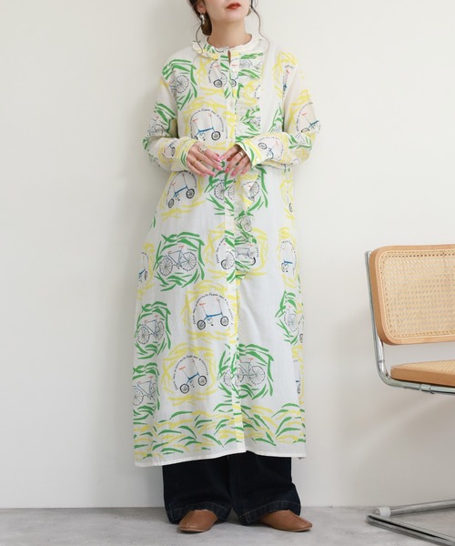 KILKI（キルキー）の「kilki 総柄フリル付きシャツワンピース 長袖（シャツワンピース・レディース・ブラック系その他/ホワイト系その他・FREE）」の9枚目の写真