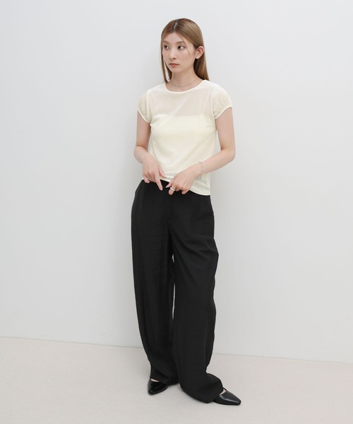 select MOCA(セレクトモカ)の「ベロアミニスリーブTシャツ(Tシャツ/カットソー・レディース・ブラウン/アイボリー/ブラック・FREE)」の11枚目の写真