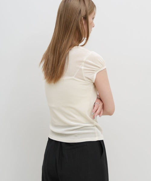 select MOCA(セレクトモカ)の「ベロアミニスリーブTシャツ(Tシャツ/カットソー・レディース・ブラウン/アイボリー/ブラック・FREE)」の15枚目の写真