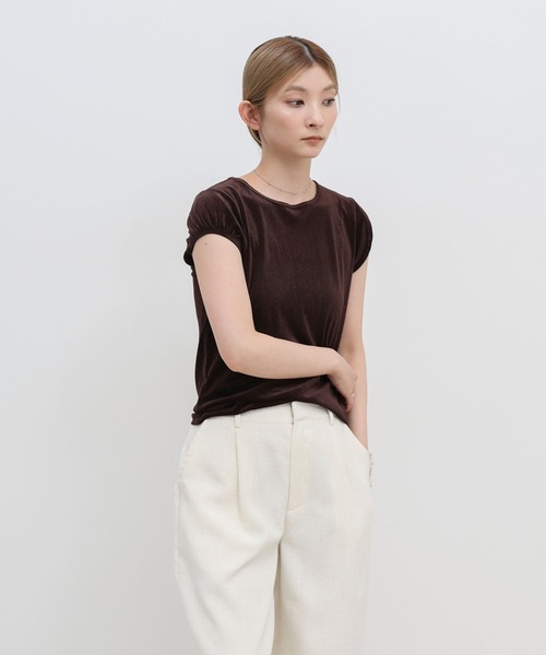 select MOCA(セレクトモカ)の「ベロアミニスリーブTシャツ(Tシャツ/カットソー・レディース・ブラウン/アイボリー/ブラック・FREE)」の17枚目の写真