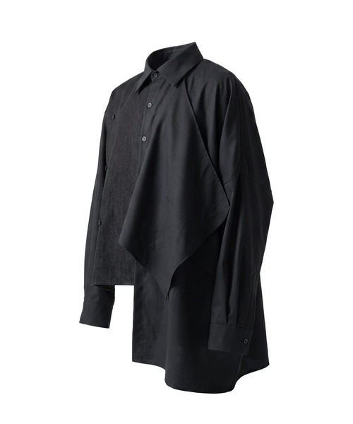 Ruze(ルゼ)の「Asymmetry denim docking SH/アシンメトリーデニムドッキングシャツ(シャツ/ブラウス・メンズ・ブラック・FREE)」の2枚目の写真