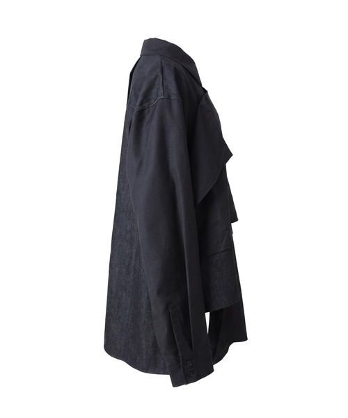 Ruze(ルゼ)の「Asymmetry denim docking SH/アシンメトリーデニムドッキングシャツ(シャツ/ブラウス・メンズ・ブラック・FREE)」の4枚目の写真