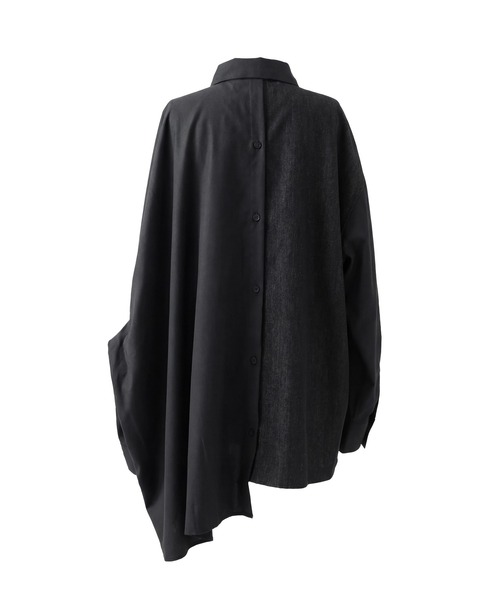 Ruze(ルゼ)の「Asymmetry denim docking SH/アシンメトリーデニムドッキングシャツ(シャツ/ブラウス・メンズ・ブラック・FREE)」の5枚目の写真