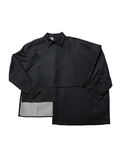 Ruze(ルゼ)の「Asymmetry denim docking SH/アシンメトリーデニムドッキングシャツ(シャツ/ブラウス・メンズ・ブラック・FREE)」の6枚目の写真