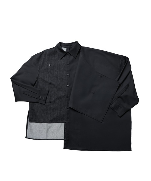 Ruze(ルゼ)の「Asymmetry denim docking SH/アシンメトリーデニムドッキングシャツ(シャツ/ブラウス・メンズ・ブラック・FREE)」の7枚目の写真
