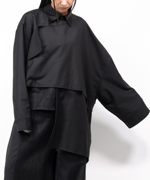 Ruze(ルゼ)の「Asymmetry denim docking SH/アシンメトリーデニムドッキングシャツ(シャツ/ブラウス・メンズ・ブラック・FREE)」の20枚目の写真