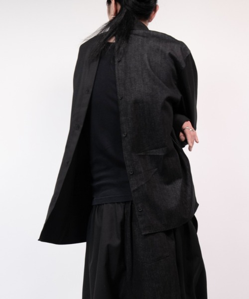 Ruze(ルゼ)の「Asymmetry denim docking SH/アシンメトリーデニムドッキングシャツ(シャツ/ブラウス・メンズ・ブラック・FREE)」の19枚目の写真