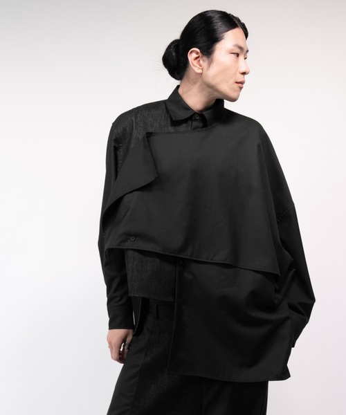 Ruze(ルゼ)の「Asymmetry denim docking SH/アシンメトリーデニムドッキングシャツ(シャツ/ブラウス・メンズ・ブラック・FREE)」の21枚目の写真