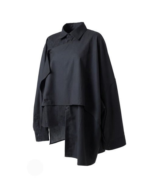 Ruze(ルゼ)の「Asymmetry denim docking SH/アシンメトリーデニムドッキングシャツ(シャツ/ブラウス・メンズ・ブラック・FREE)」の17枚目の写真