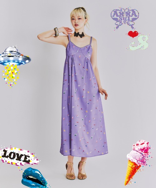 ANNA SUI NYC(アナ スイ エヌ ワイ シー)の「SHIRACOロングワンピース(ワンピース・レディース・ブラック/ラベンダー・FREE)」の1枚目の写真