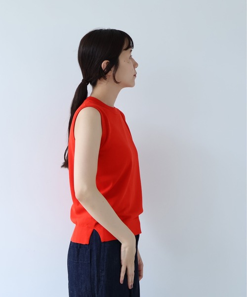 yuni(ユニ )の「ガス強撚コットンニット ノースリプルオーバー(ニット/セーター・レディース・その他/ホワイト/レッド/ネイビー・FREE)」の9枚目の写真