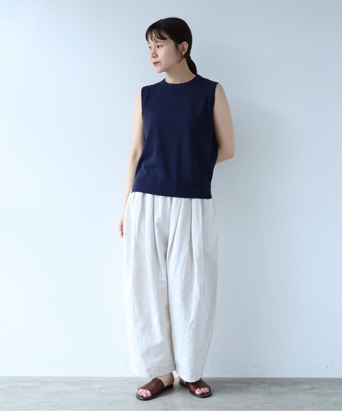 yuni(ユニ )の「ガス強撚コットンニット ノースリプルオーバー(ニット/セーター・レディース・その他/ホワイト/レッド/ネイビー・FREE)」の20枚目の写真